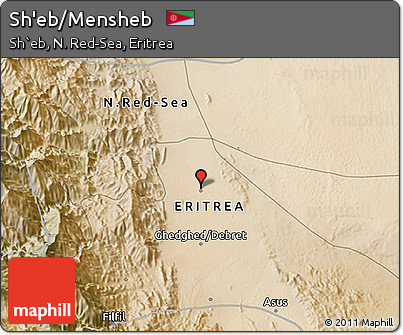 Satellite 3D Map of Sh'eb/Mensheb