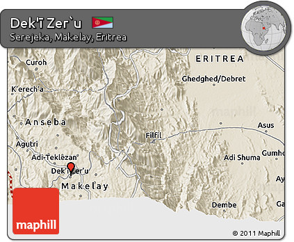 Shaded Relief 3D Map of Dek'ī Zer`u