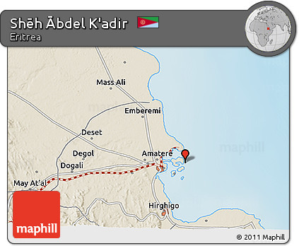Shaded Relief 3D Map of Shēh Ābdel K'adir