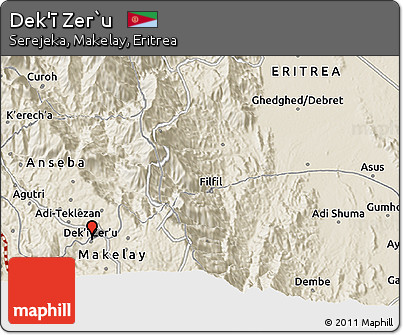 Shaded Relief 3D Map of Dek'ī Zer`u