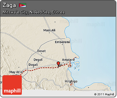 Shaded Relief 3D Map of Zaga