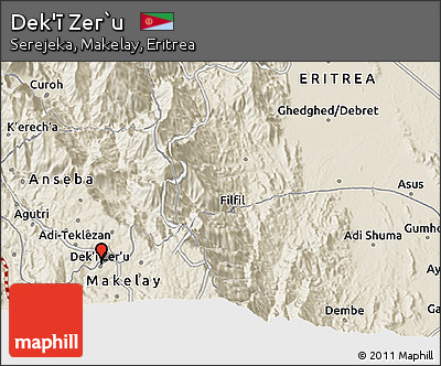 Shaded Relief 3D Map of Dek'ī Zer`u