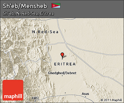 Shaded Relief 3D Map of Sh'eb/Mensheb