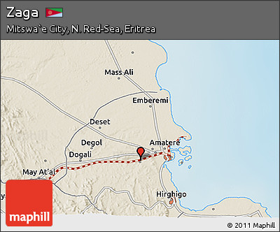Shaded Relief 3D Map of Zaga