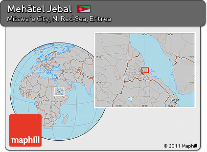 Gray Location Map of Mehātel Jebal