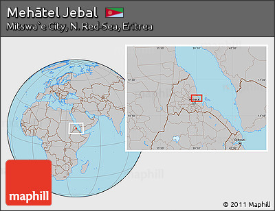Gray Location Map of Mehātel Jebal