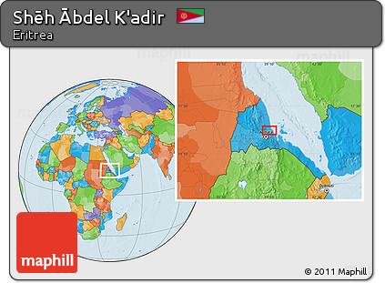 Political Location Map of Shēh Ābdel K'adir