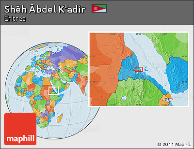 Political Location Map of Shēh Ābdel K'adir