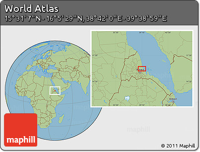 Savanna Style Location Map of the Area around 15° 48' 18" N, 39° 10' 29" E