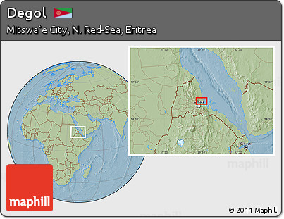 Savanna Style Location Map of Degol, hill shading