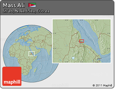Savanna Style Location Map of Mass Ali, hill shading