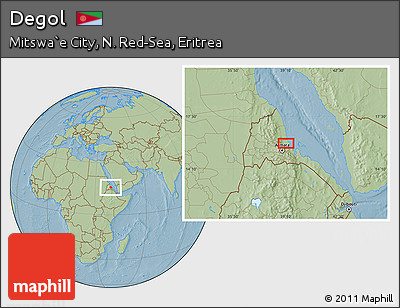 Savanna Style Location Map of Degol, hill shading