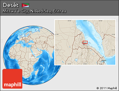Shaded Relief Location Map of Desēt