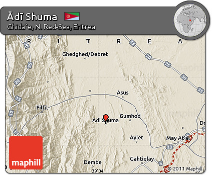 Shaded Relief Map of Ādī Shuma
