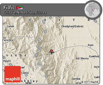 Shaded Relief Map of Filfil