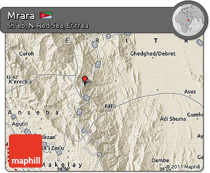 Shaded Relief Map of Mrara