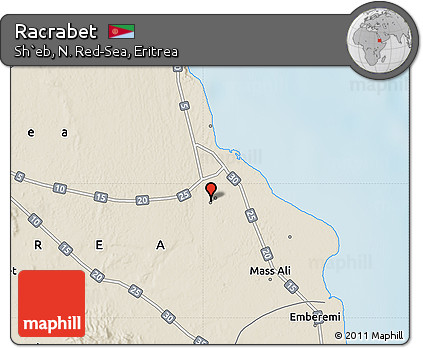 Shaded Relief Map of Racrabet