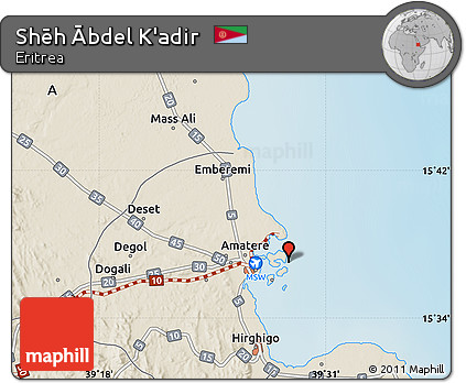 Shaded Relief Map of Shēh Ābdel K'adir