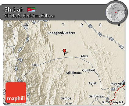 Shaded Relief Map of Shibah