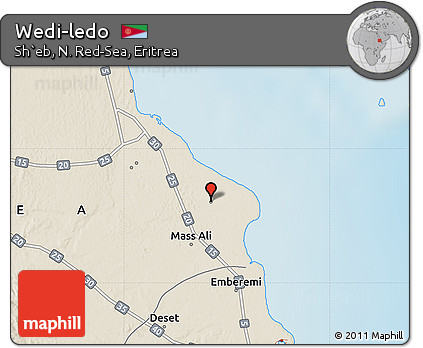 Shaded Relief Map of Wedi-ledo