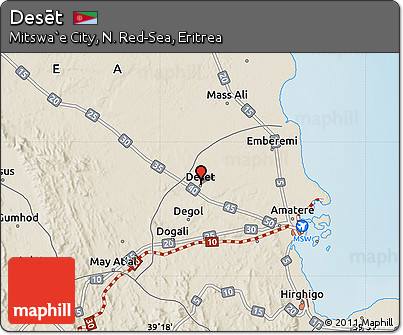 Shaded Relief Map of Desēt