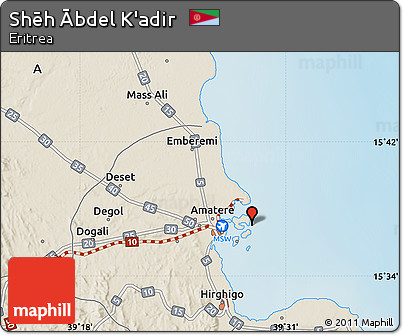 Shaded Relief Map of Shēh Ābdel K'adir