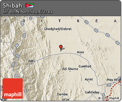 Shaded Relief Map of Shibah