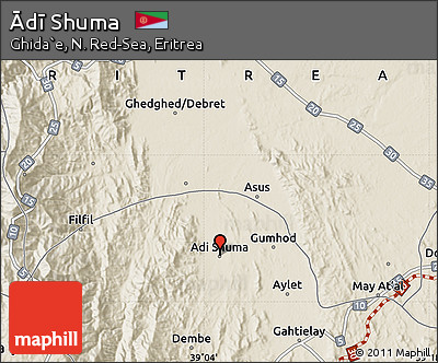Shaded Relief Map of Ādī Shuma