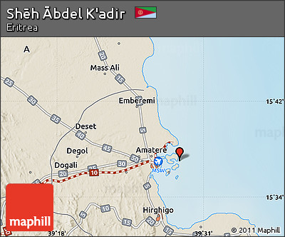 Shaded Relief Map of Shēh Ābdel K'adir