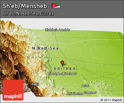Physical Panoramic Map of Sh'eb/Mensheb