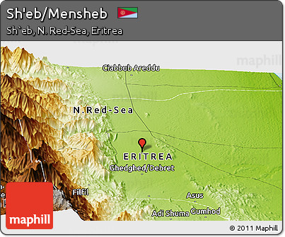 Physical Panoramic Map of Sh'eb/Mensheb