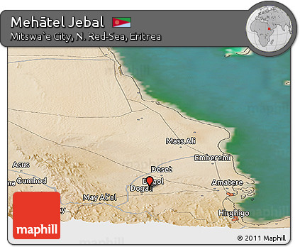 Satellite Panoramic Map of Mehātel Jebal
