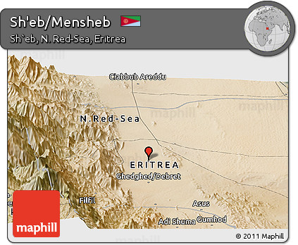 Satellite Panoramic Map of Sh'eb/Mensheb