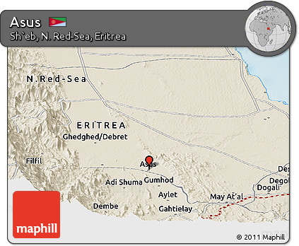 Shaded Relief Panoramic Map of Asus