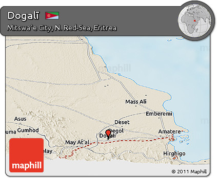 Shaded Relief Panoramic Map of Dogalī
