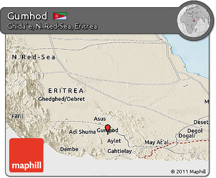 Shaded Relief Panoramic Map of Gumhod