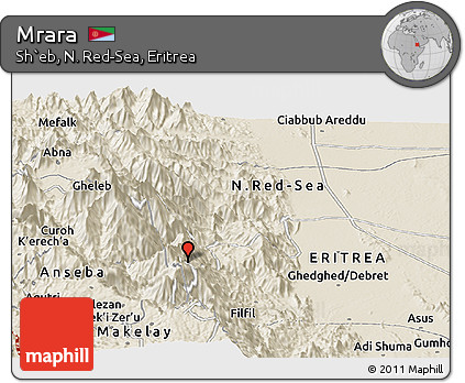 Shaded Relief Panoramic Map of Mrara