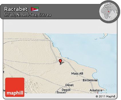 Shaded Relief Panoramic Map of Racrabet