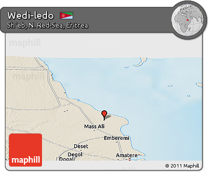 Shaded Relief Panoramic Map of Wedi-ledo