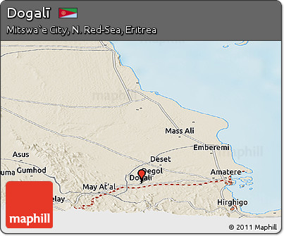 Shaded Relief Panoramic Map of Dogalī