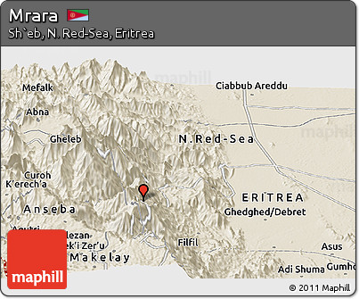 Shaded Relief Panoramic Map of Mrara