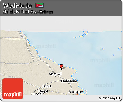 Shaded Relief Panoramic Map of Wedi-ledo