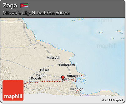 Shaded Relief Panoramic Map of Zaga