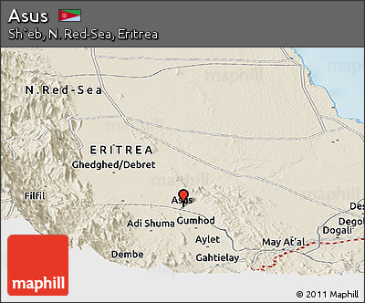 Shaded Relief Panoramic Map of Asus