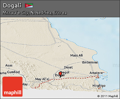 Shaded Relief Panoramic Map of Dogalī