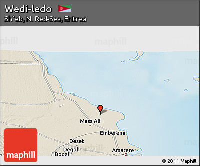 Shaded Relief Panoramic Map of Wedi-ledo
