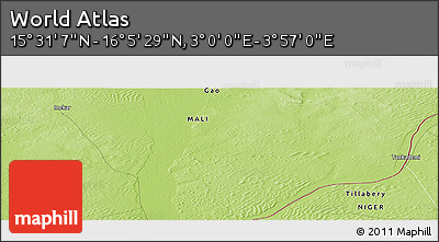 Physical Panoramic Map of the Area around 15° 48' 18" N, 3° 28' 30" E