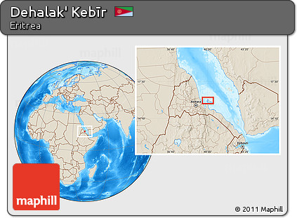 Shaded Relief Location Map of Dehalak' Kebīr