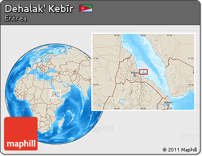 Shaded Relief Location Map of Dehalak' Kebīr