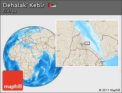 Shaded Relief Location Map of Dehalak' Kebīr